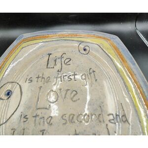Echo Farm Pottery Ceramic Incised Decorative Plate Studio Art Pottery‎ 9.75"